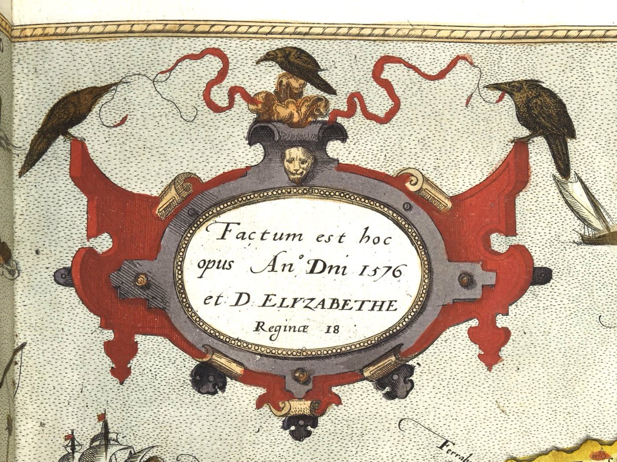 To make up for missing Crow and Raven Appreciation Day on Saturday 27th, here are three ravens that we recently spotted in a 1576 map of Cornwall in our hand-painted atlas by Christopher Saxton! 📷 Rare books B 1590/SAX/XX #InternationalCrowAndRavenAppreciationDay #MapMonday