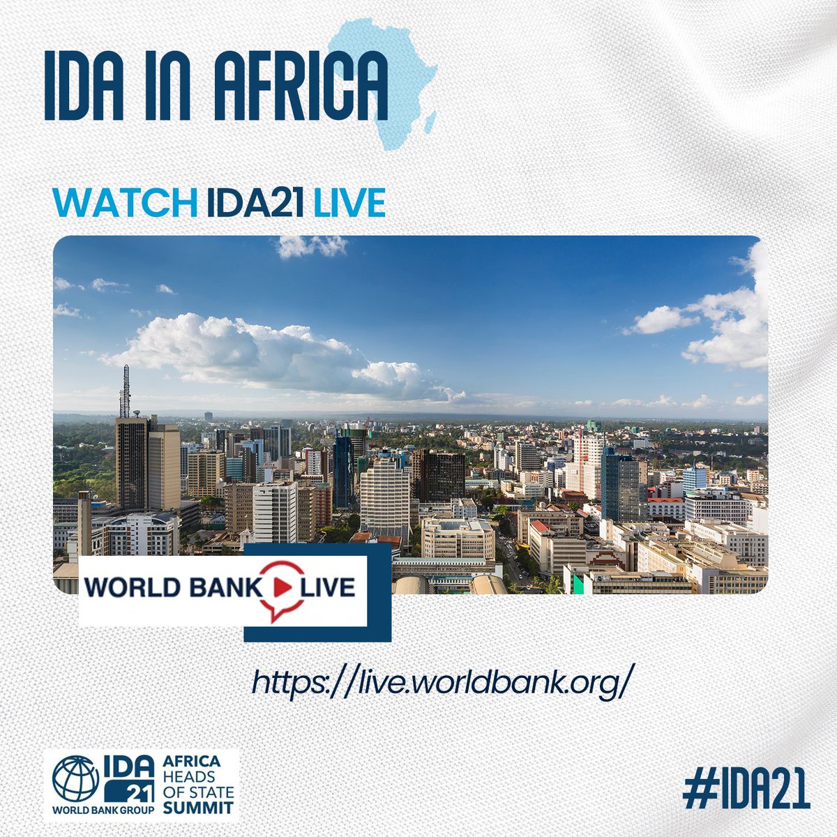 🔴Happening Now: The @WBG_IDA #IDA21 for #Africa Heads of State Summit in #Nairobi. Follow the proceedings LIVE here👇🏾👇🏾 wrld.bg/1atz50RlArW #IDAWorks