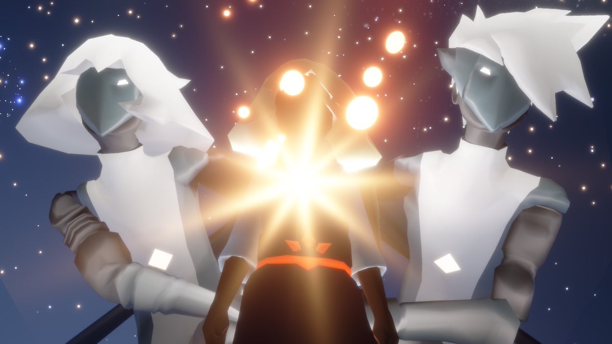 昨日久々に天空行ってまいりました〜！峡谷の大精霊様美しい…
 #Sky星を紡ぐ子供たち