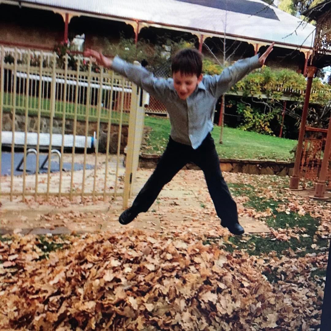 Young grandson enjoyed the leaves a few years ago