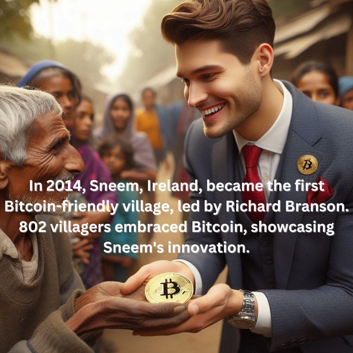In 2014, Sneem, Ireland, became the first Bitcoin-friendly village, led by Richard Branson. 802 villagers embraced Bitcoin, showcasing Sneem's innovation.