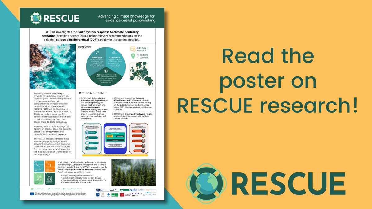 🌊RESCUE's poster at the @UNOceanDecade Conference presented the project's research on #CDR and #climateneutrality. 

👁️Check it out!➡️rescue-climate.eu/resources/reso…