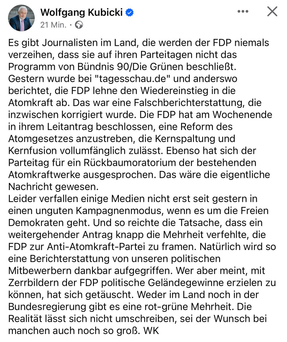 #Kubicki hat ja recht, aber warum ist auch die ⁦@fdp⁩ handlungsunwillig, wenn es um den #ÖRR geht?