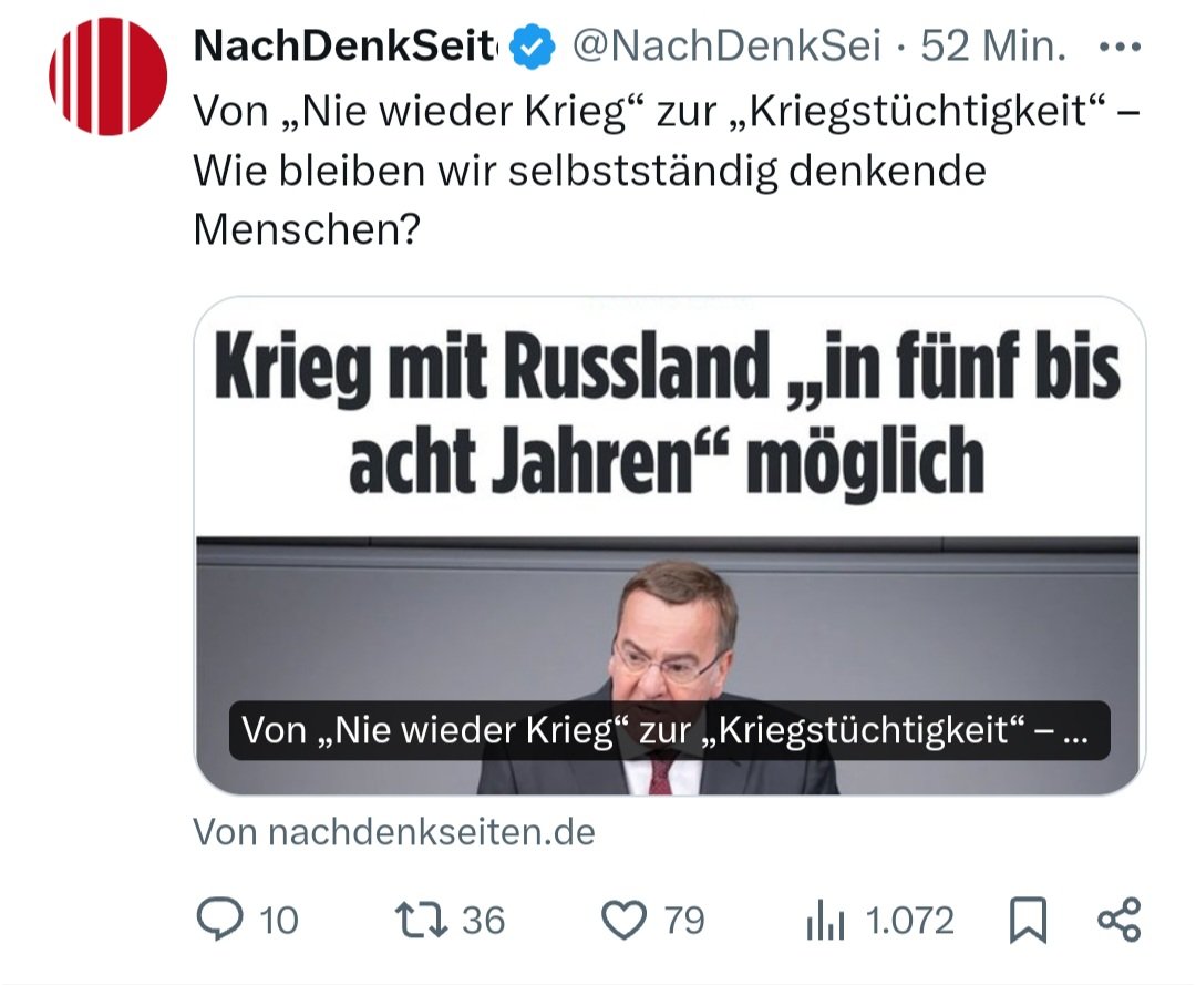 'Wie bleiben wir selbstständig denkende Menschen.' Fürchte, der Zug ist abgefahren, liebe NachDenkSeiten. Russische Propaganda reproduzieren hat nämlich nichts mit selbstständigem Denken zu tun.