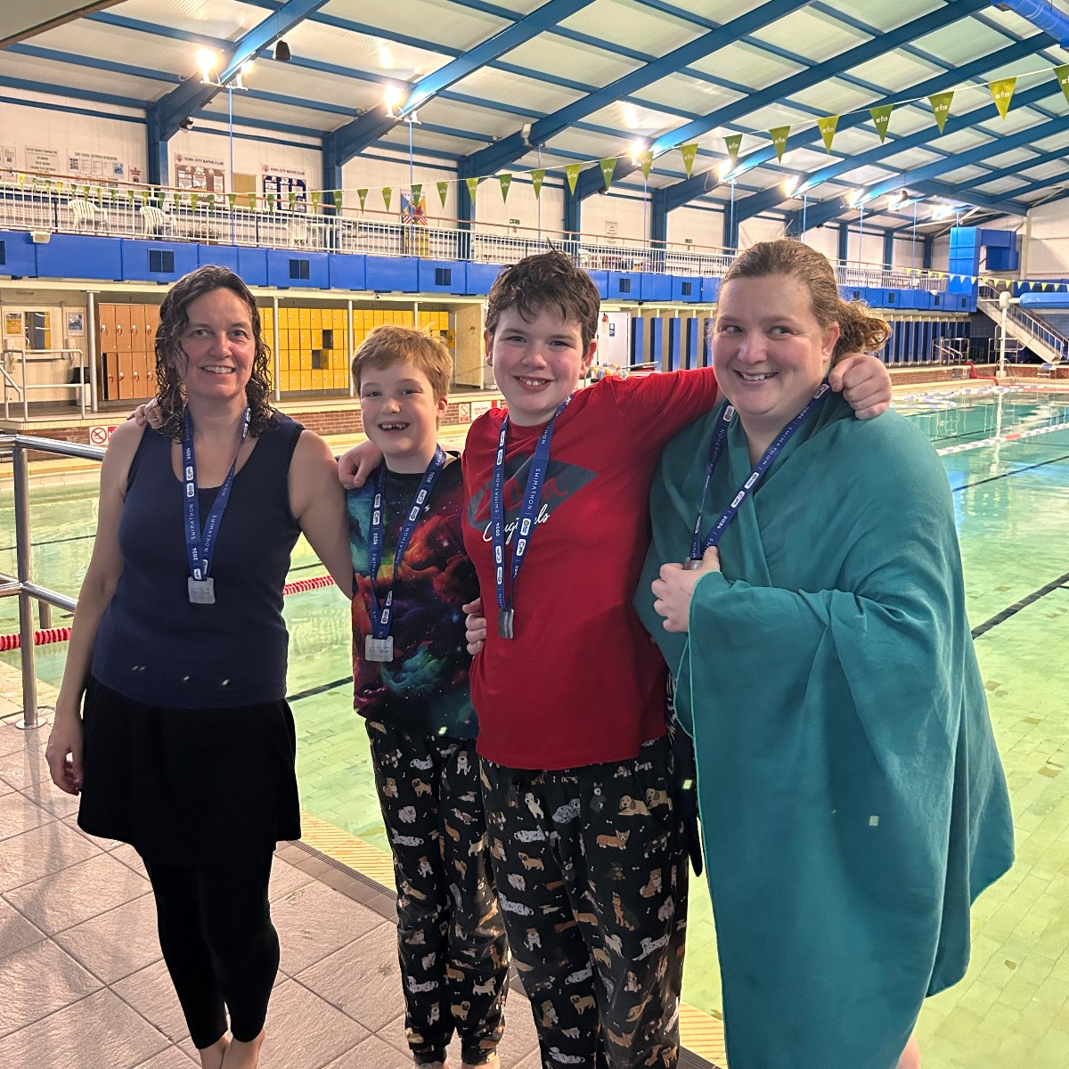 @Swimathon  2024 🏊 Team Swim: Billy, George, Vicky and Sarah took on the 5km challenge! They took on Swimathon for a fun challenge but also fundraising for those affected by cancer in their lives including Vicky who had cancer in 2020.
