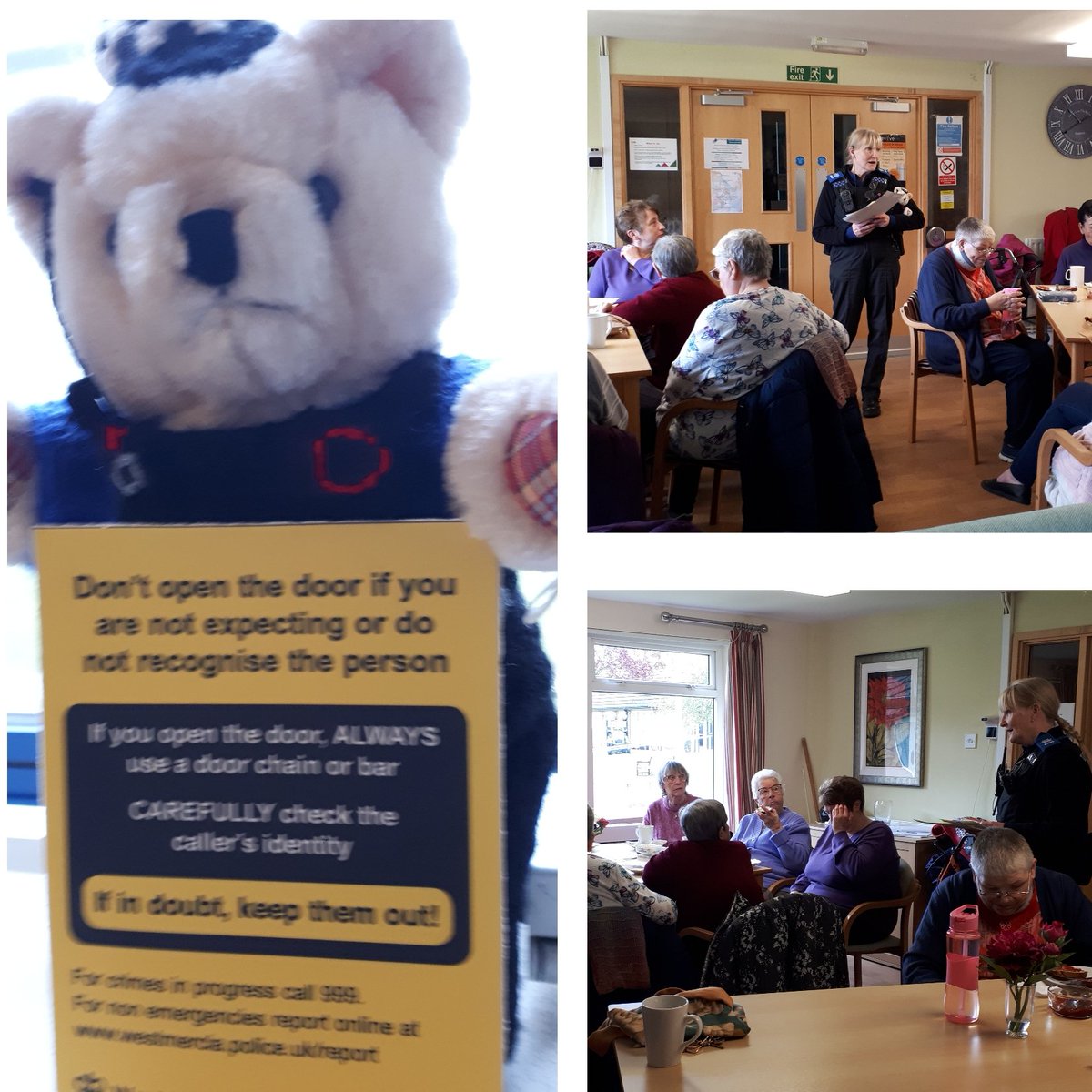 PCSO Davis, local SNT, visiting Meadcroft, Madeley coffee morning. Lots of information and discussion on keeping safe, fraud, scams and bogus callers. Enjoyed by all.
