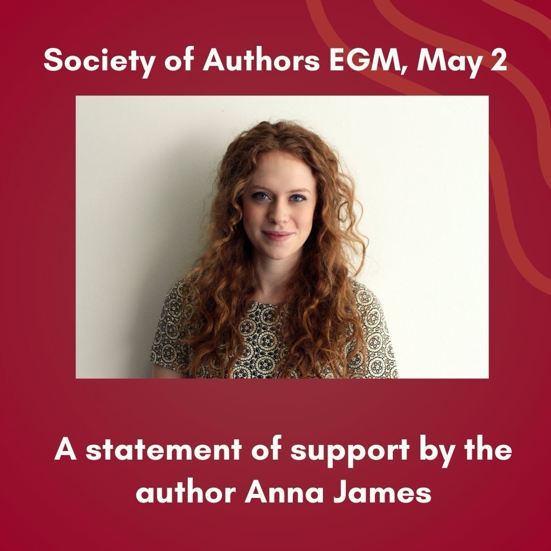 🚨TODAY 🚨 is deadline for existing SoA members to register to vote at the @Soc_of_Authors May 2nd, EGM! Don’t forget to register if you still haven’t. Children’s author Anna James (@acaseforbooks) shares her support of our motions in solidarity with the people of Palestine.