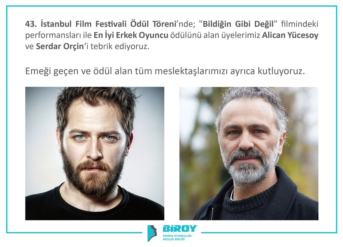 #iksv #43istanbulfilfestivali #iksvödültöreni #alicanyücesoy #serdarorçin