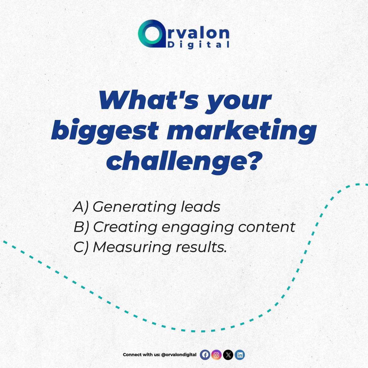 Good morning everyone 😁
Starting your week with a marketing headache? Let us know your biggest struggle. 

#businessowner #orvalondigital