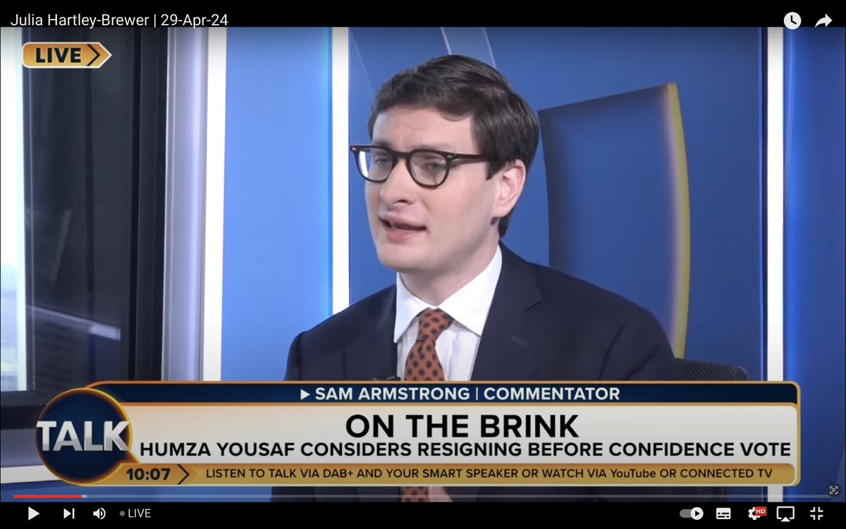 Sam Armstrong (@samwarmstrong) on the shortly-to-resign First Minister of Scotland and Scottish National Party (@theSNP) leader (and MSP for Glasgow Pollok) Humza Yousaf (@HumzaYousaf):
 
‘He knew exactly what was going to happen if he went down this line. But this is the trouble…