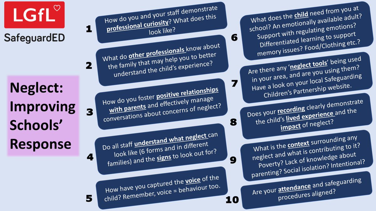 Come to our FREE neglect training to consider how to improve #neglect identification and response in your #school 📅NEXT: Thurs 9th May 👀LOOK: neglect.lgfl.net 🔗BOOK: safetraining.lgfl.net @LGfL @LGfLIncludED @johnjackson1066