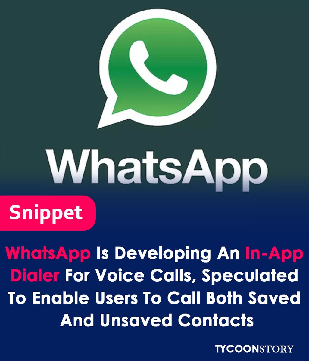 WhatsApp is developing an in-app dialer for voice calls
#WhatsApp #newfeature #dialer #audiocalls #inapp #betaprogram #WABetaInfo #Android #messaging #contactlist #userexperience #communications #WhatsAppCalls #InAppDialer #BetaFeature #ContactlessCalls @WhatsApp