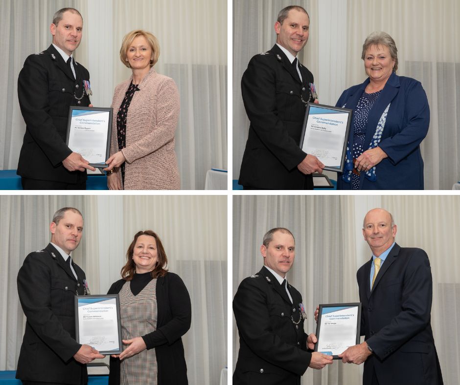 Honoured for their #ExcellentPoliceWork: PC Caroline Kelly, PC Marissa Rogers, DC Yvonne Wilkinson, DS Tim Wright and another officer who wishes to remain unnamed who worked together on a criminal investigation into historic reports: news.devon-cornwall.police.uk/news-article/9…
