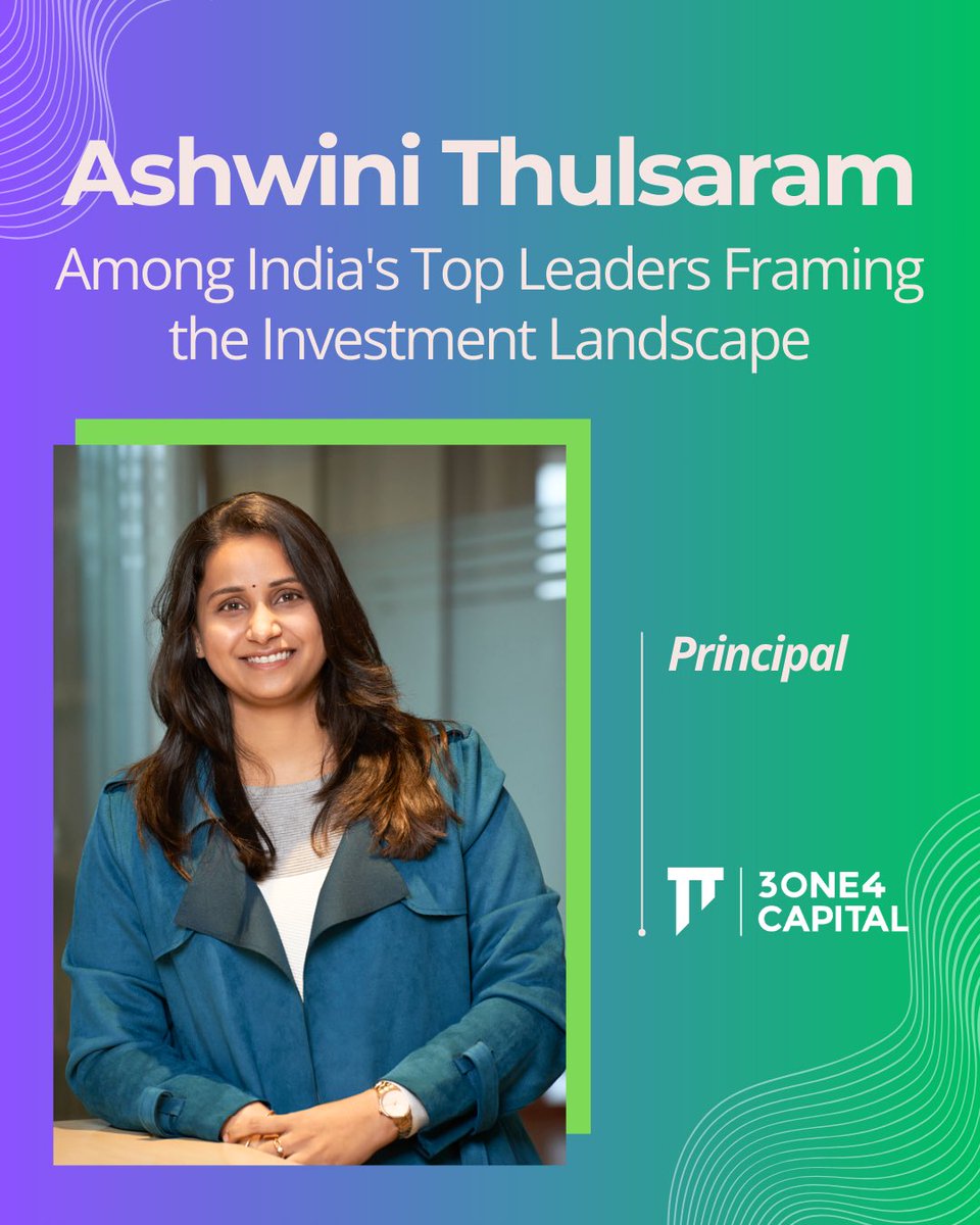 Congratulations to Ashwini Thulsaram (@ashwini_t2) Principal at 3one4 Capital on being recognised as one of India’s emerging leaders in shaping the investment landscape. 👏🎊 More on @IStartupTimes : t.ly/T4_oE