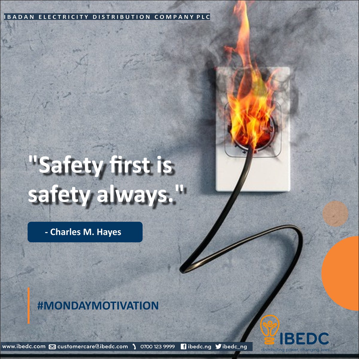 It is world safety day. Your safety matters - don't let anything compromise it.

#ibedc #WorldSafetyDay #SafetyFirst #distributingpower #changinglives #SafetyAwareness #SafeWorkplace #SafetyCulture