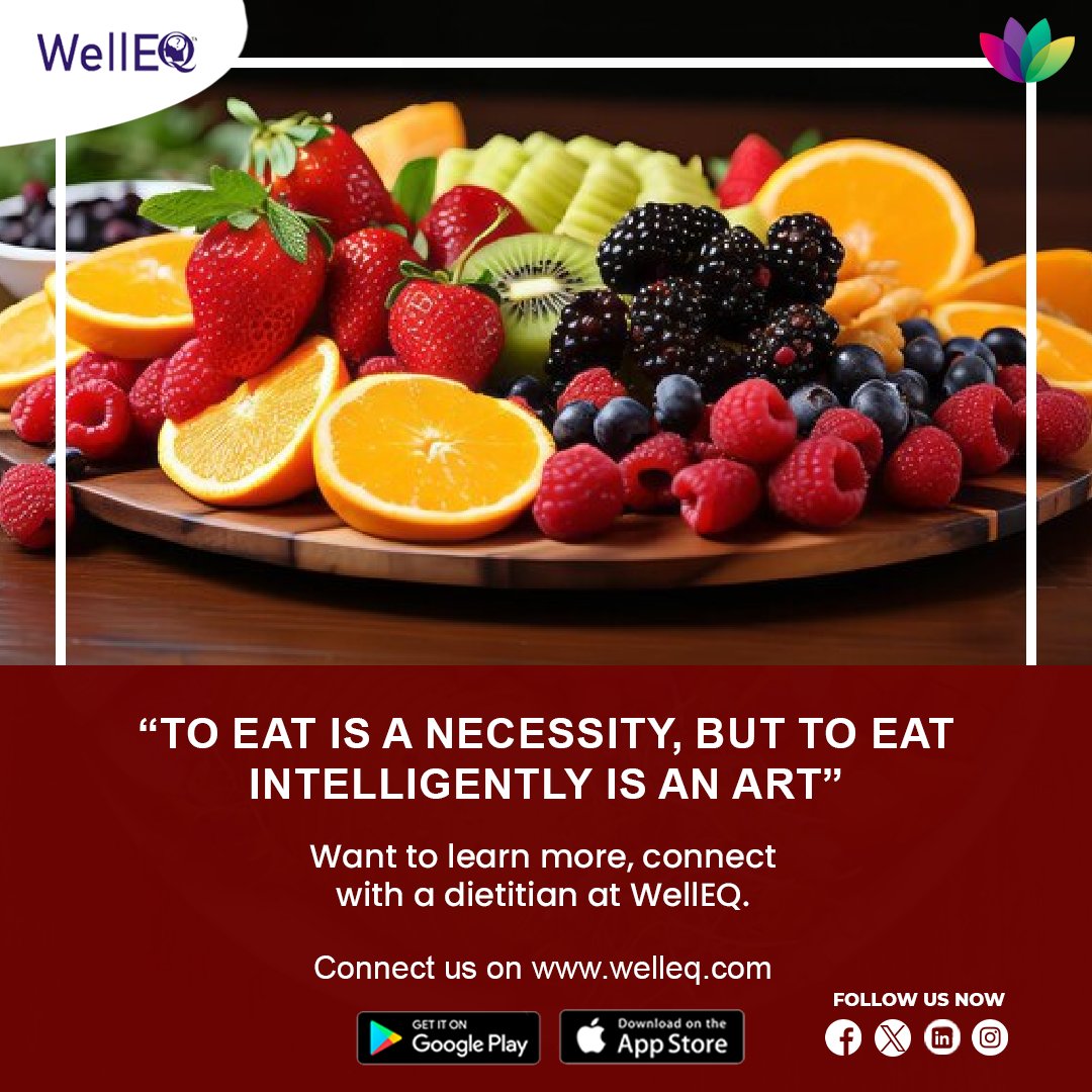 Experience the art of intelligent eating with WellEQ. Indulge in a vibrant array of fresh fruits and connect with us for personalized dietary advice.
.
.
#WellEQ #HealthyEating #FreshFruits #Dietitian #Nutrition #Lifestyle #HealthGoals #IntelligentEating #Wellness #ConnectWithUs