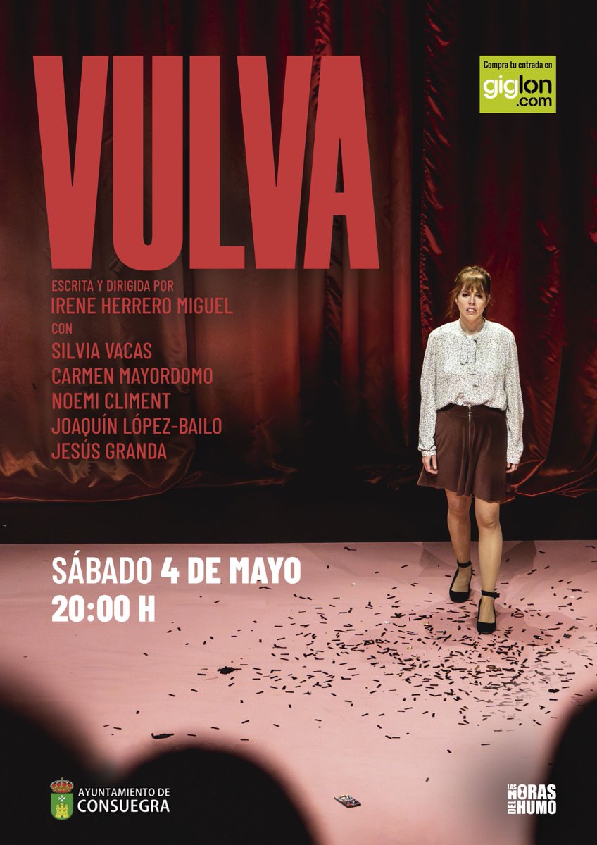 📣 Teatro Don Quijote #consuegra🎭 *Próxima función‼️*

🗓 Sábado 4 de mayo 🕗 20:00H _VULVA_ protagonizada por la consaburense Silvia Vacas

🔖giglon.com/todos?idEvent=…

⌛Duración: 75 min.🧑‍🦱A partir de 12 años.

👉wp.me/p8qNzg-ly6

#teatro #ComparteCultura #consuegra