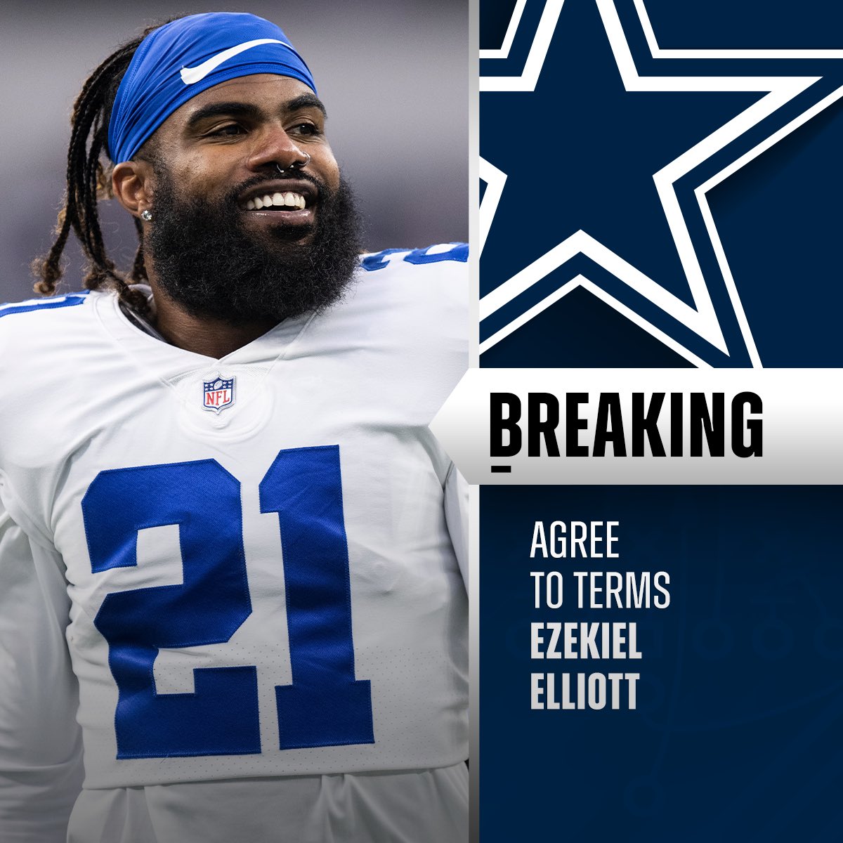 Cowboys, RB Ezekiel Elliott agree to terms on deal, pending physical. (via @rapsheet, @tompelissero)