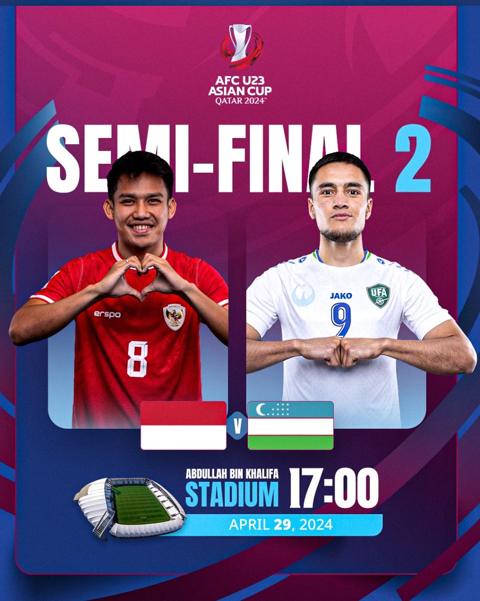 🟡 | كأس اسيا تحت 23 سنة :
🏆 | اندونيسيا 🆚 اوزبكستان
⏰ | 05:00 م
🏟 | استاد عبدالله بن خليفة
🎙 | حسن العيدروس /  bein AFC
#كأس_آسيا_تحت23سنة 
#هَيّا_آسيا #AFCU23 #IDNvUZB #اندونيسيا_اوزبكستان