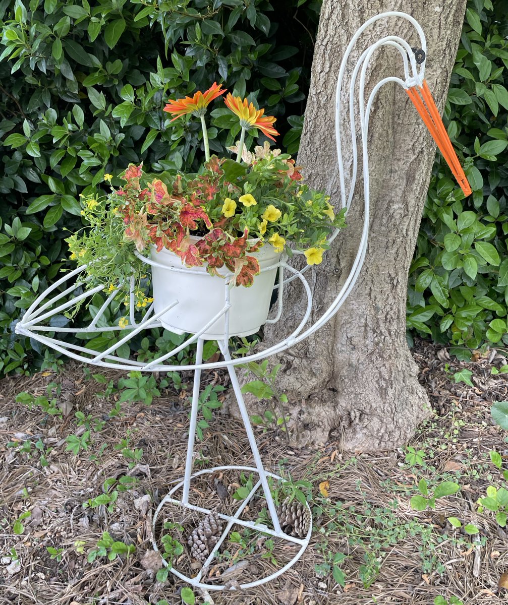 A little whimsy adds some fun to the garden. You can find this piece at our Spring Plant Sale, this weekend in #VABeach. Look at all of those plants in the container. Info, plant list: vbmg.org. Don't forget your wagon! #Gardeningx #Flowers #MasterGard