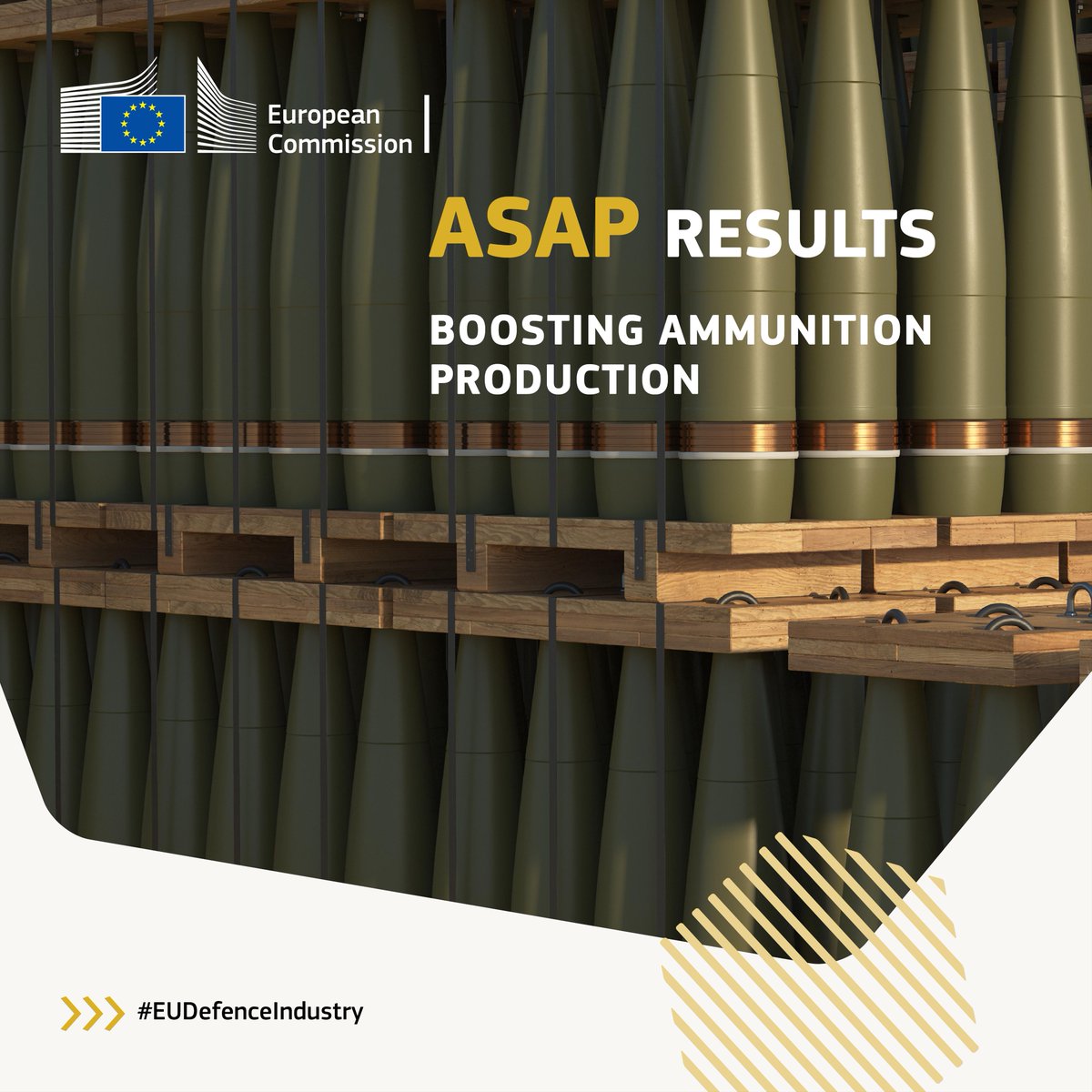 To strengthen the readiness of the #EUDefenceIndustry 🛡️🇪🇺, we have selected a project under the #ASAP Call for Proposals to facilitate

➡️Testing and reconditioning certification for artillery ammunition in storage, with a total budget of ~ €2 million
