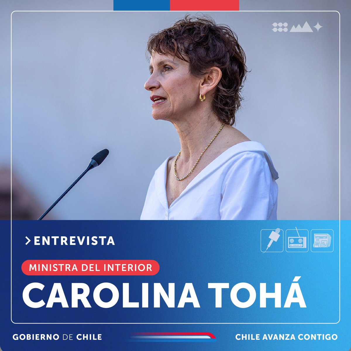 ENTREVISTA | La ministra del Interior y Seguridad Pública, @Carolina_Toha, conversará con el programa #PrimeraPauta de @Pauta_cl a las 7:30 hrs. 📻 Escucha acá: tinyurl.com/uae56fyy