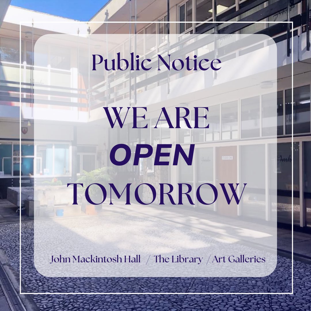 Just a notice that John Makintosh Hall and all its facilities will be open tomorrow witht he usual opening times. We will close for Wednesday’s Bank Holiday and will repopen Thursday and Friday as usual 🤗 We hope everyone is enjoying their long weekend! 🌱