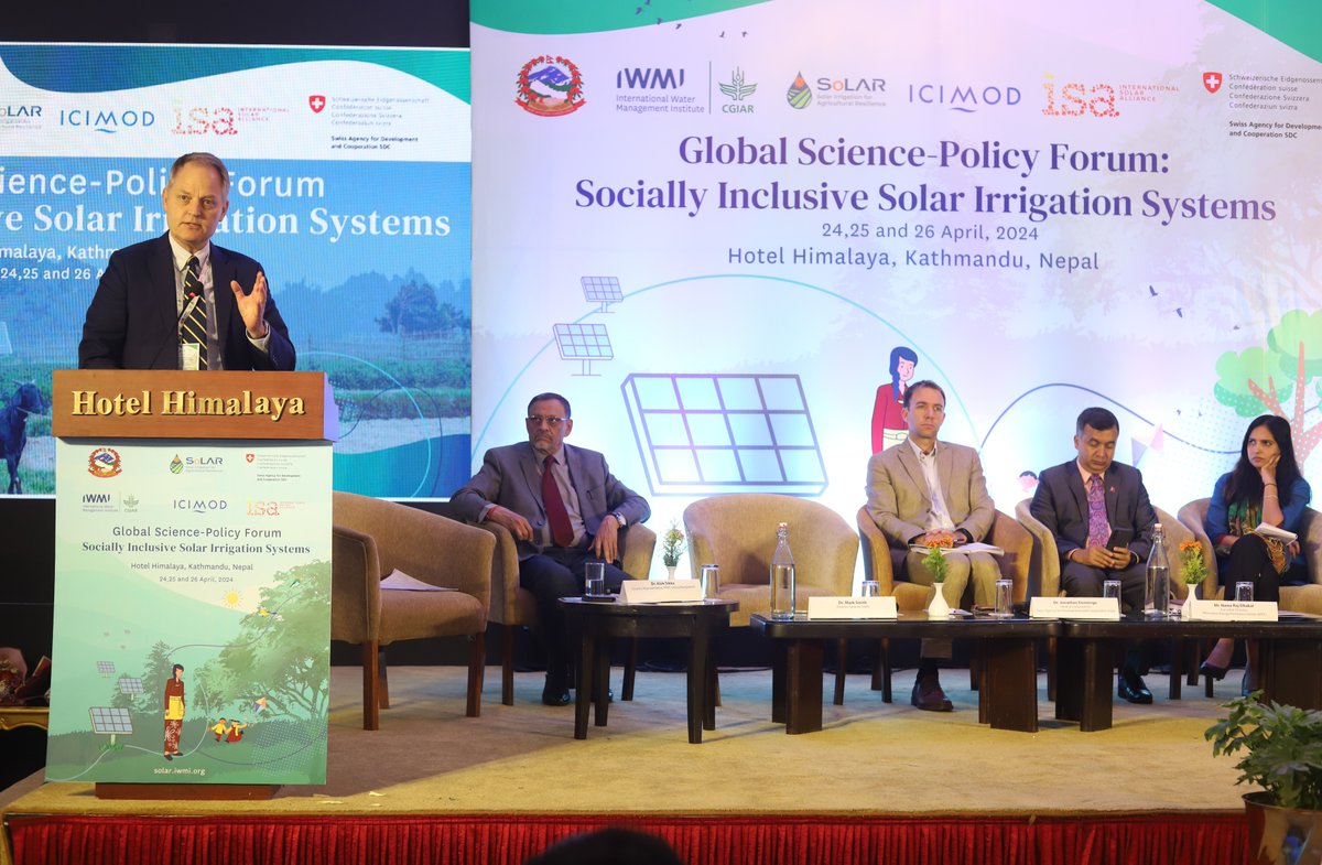 'This forum has given actors from various dimensions, an assurance that we're making progress, sharing commitments, and working together on a common goal of sustainability, and inclusive scaling of solar irrigation.” IWMI DG @DMSmifffy at the #SoLARGlobalForum.

#OneCGIAR