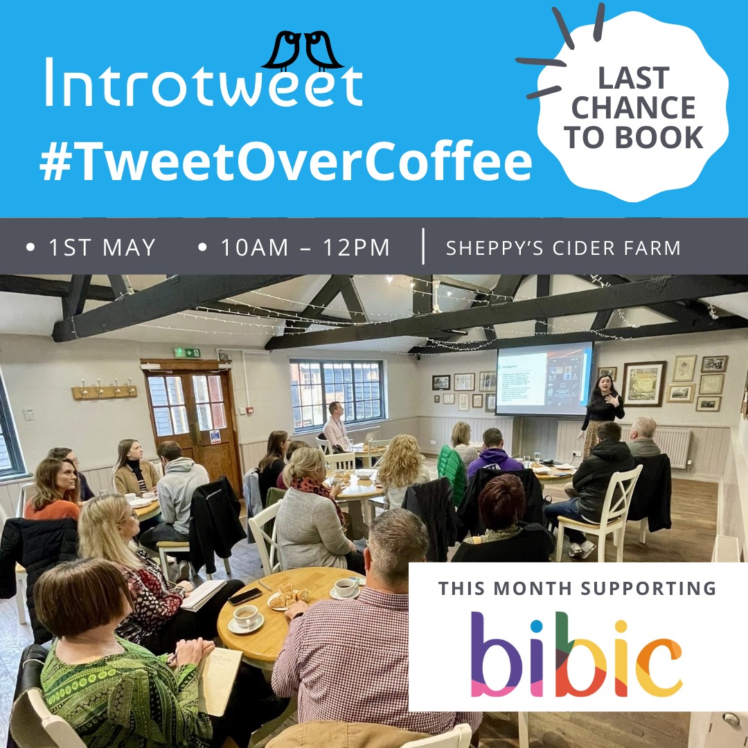 Last Chance to book tickets for this Wednesday's #TweetOverCoffee. 🎟 Meet wonderful local businesses & learn all of the latest #socialmedia news! 📍 Sheppy’s Cider Farm 📅 Wednesday 1st May ⌛ 10am-12pm 🔗 Book here in support of @bibic : eventbrite.co.uk/e/tweetovercof… #Taunton