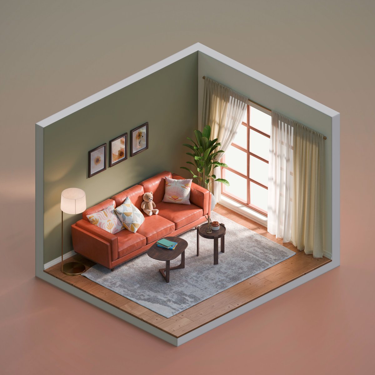 Earthy living room, modeled and rendered using Blender. in.pinterest.com/pin/6935544113…