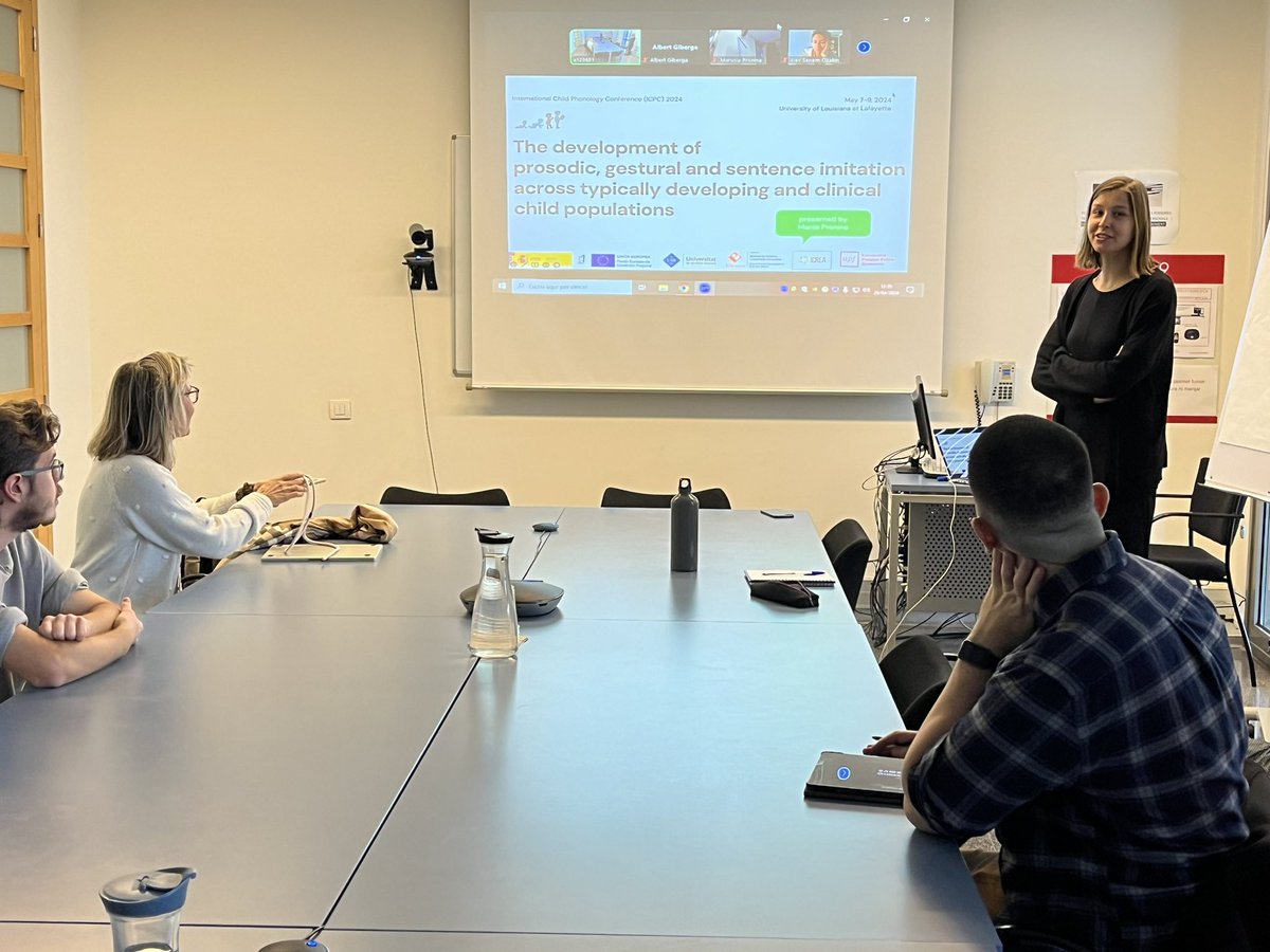 Prosodic and Gestural Studies Group (GrEP-G) (@grepupf) on Twitter photo <a href="/pronina_marusia/">promar</a> is presenting today about the development of lexical, prosodic, and gestural imitation skills across typically developing and clinical child populations, a study in collaboration with <a href="/JuliaFloritPons/">Júlia Florit-Pons</a>, @Saramcoego and <a href="/PilarPVives/">Pilar Prieto 🌹🎗</a> <a href="/pronina_marusia/">promar</a> is presenting today about the development of lexical, prosodic, and gestural imitation skills across typically developing and clinical child populations, a study in collaboration with <a href="/JuliaFloritPons/">Júlia Florit-Pons</a>, @Saramcoego and <a href="/PilarPVives/">Pilar Prieto 🌹🎗</a>