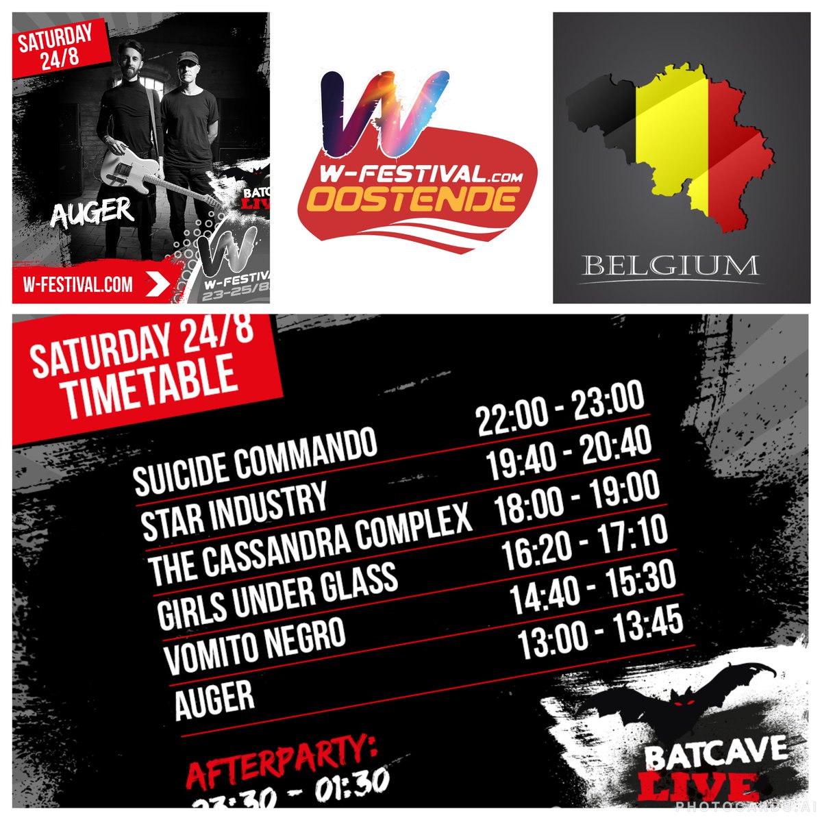 <i> AUGER'S STAGE TIMES FOR W FEST BELGUIM - 24 AUG 2024 <i> You can catch #AUGER live at #WFestival #Oostende Klein Strand (BE) 2024 on Saturday the 24th of August 2024, for what is an exclusive #Belgium show. ;-) @amarcuscarter @NewWaveOfLifeBE @Wfest_official_