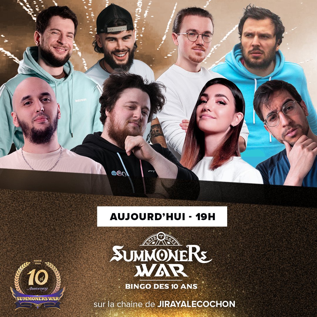 Aujourd'hui on va avoir un Bingo Summoners War de fou avec des gens géniaux. Ça sera à 19h chez @Jirayalecochon , très hâte