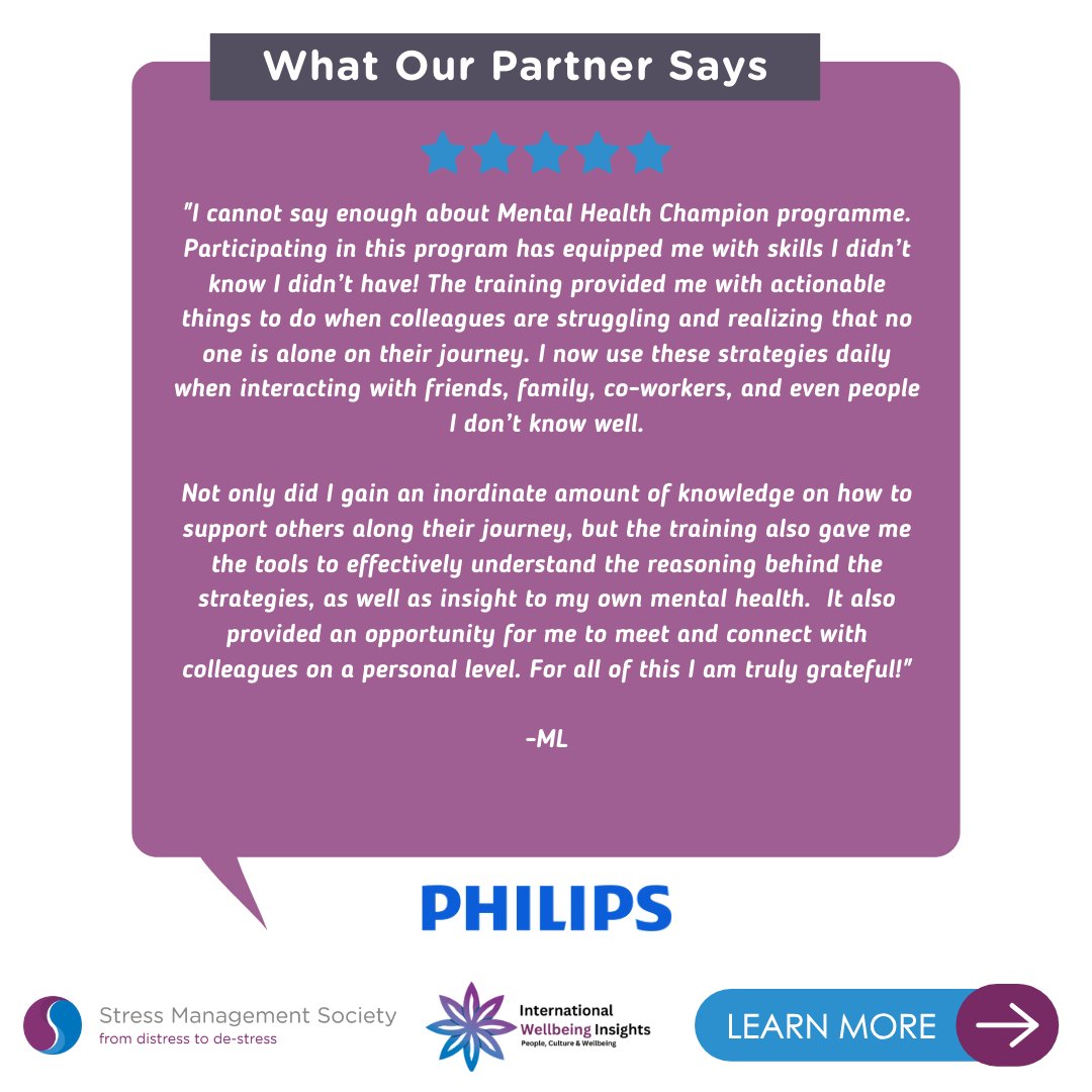 Our early bird offer is still available on our upcoming Mental Health Champions Programme for another few days so sign up now to save £200! Visit stress.org.uk