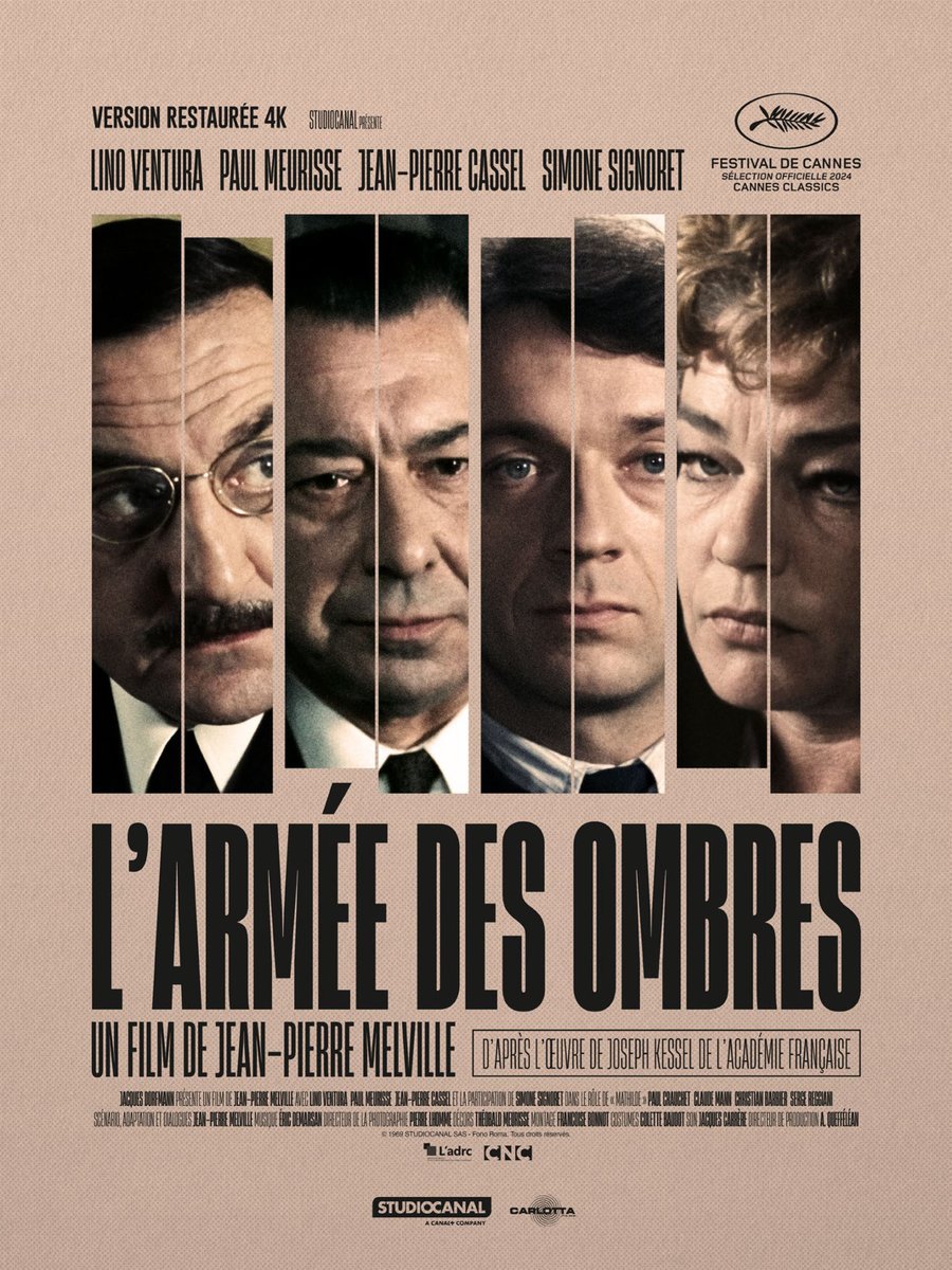 Ravis de distribuer au cinéma le 5/06 ce film @StudiocanalFR : L’ARMÉE DES OMBRES de #JeanPierreMelville. La nouvelle restauration 4K sera présentée en 1ère mondiale au @Festival_Cannes, section #CannesClassics ! Au cinéma, et en UHD+Blu-Ray dès le 5/06, chez @StudiocanalFR