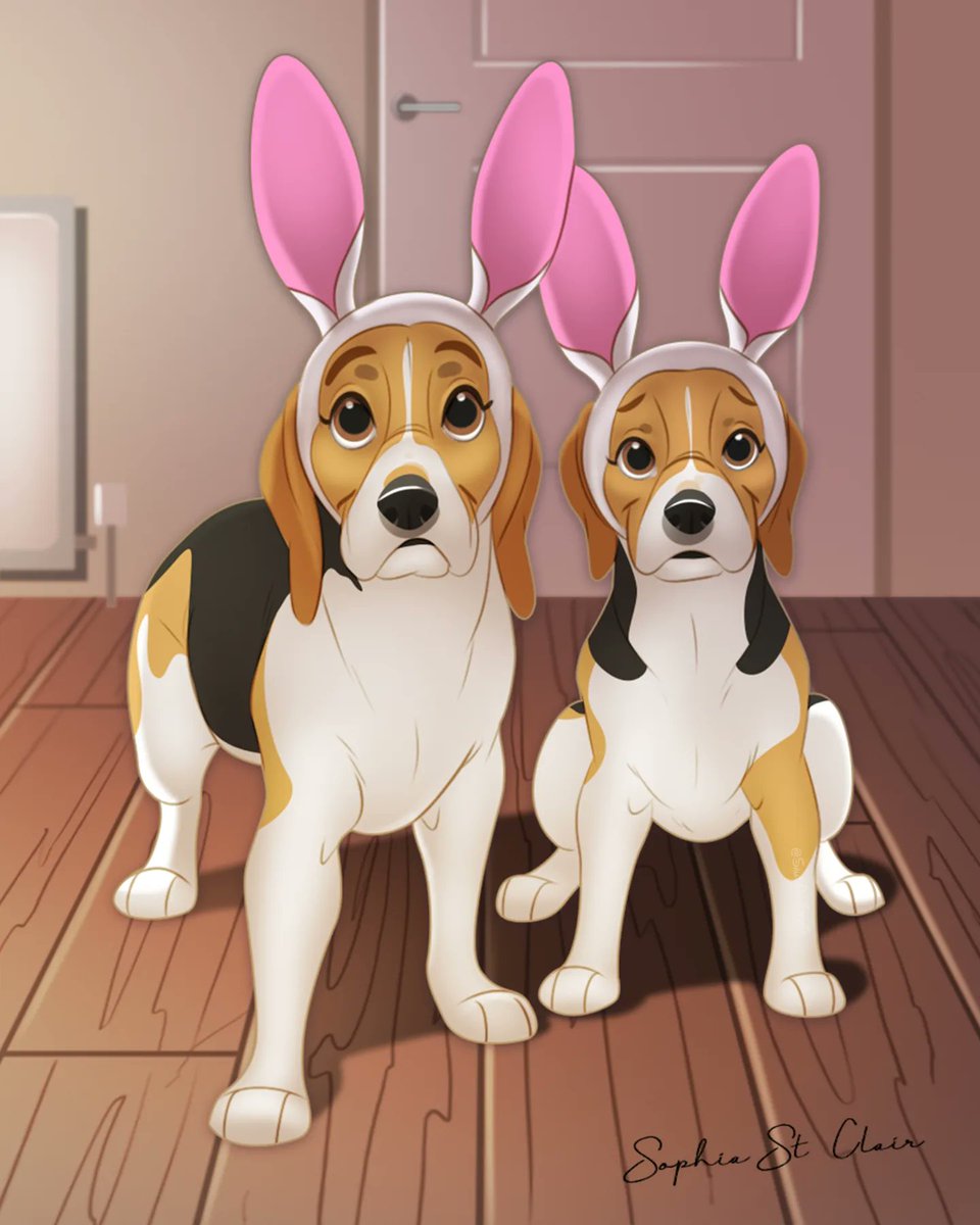 We just drew these two adorable Beagles ♥️🤗  @beagleskiko 

#petlover #beagleskiko #beagles #doglover #photoshop #fanart #petportrait #disneystyle #cartoonart #petart