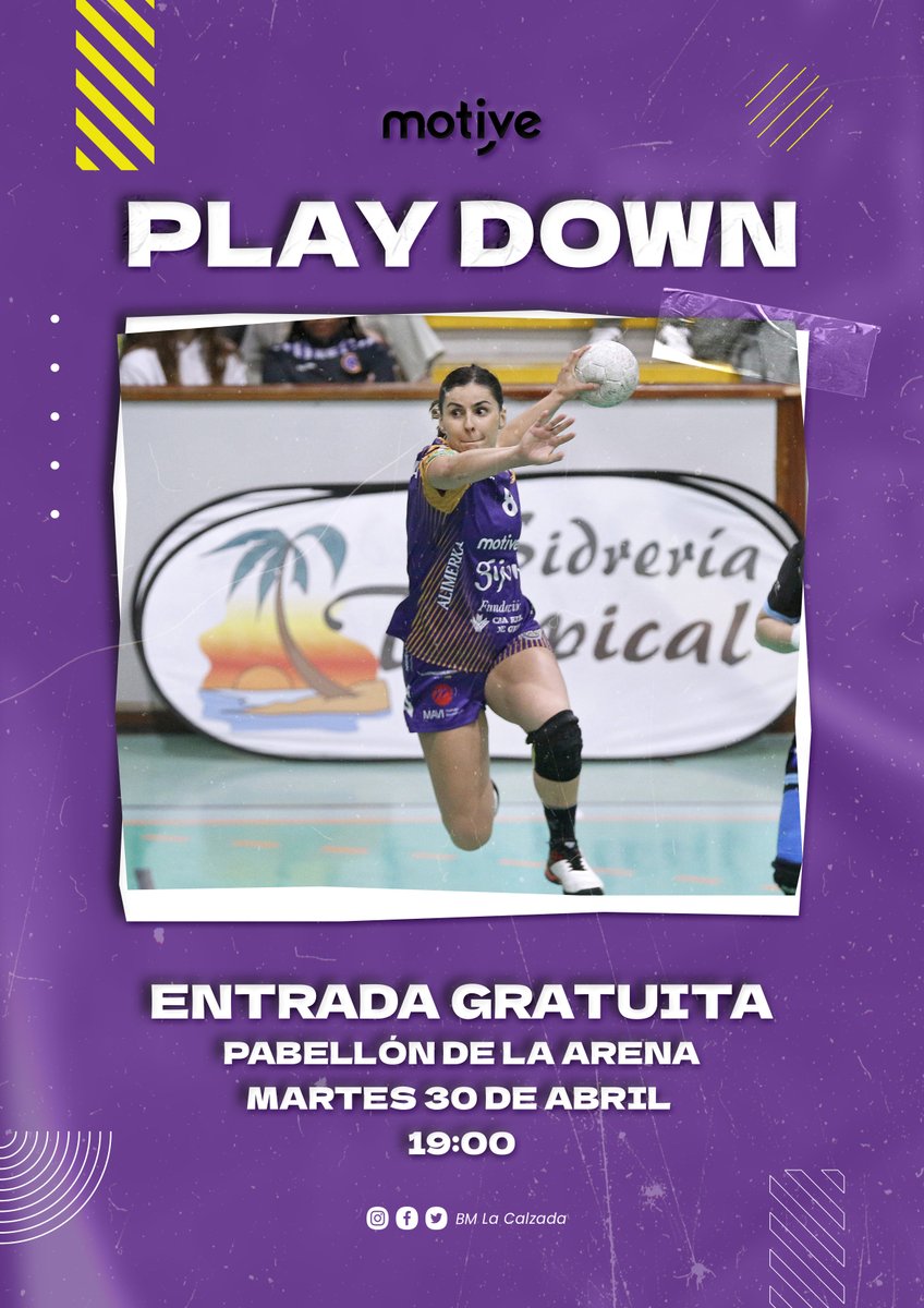 🤾🏻‍♀️ 𝐏𝐚𝐫𝐭𝐢𝐝𝐨 𝐝𝐞 𝐏𝐥𝐚𝐲 𝐃𝐨𝐰𝐧

🆚 @BMRemudas

🎟️ Entrada gratuita 

⌚ Martes 30 de abril a las 19:00

#SomosCalzada #SheLovesHandball
#LigaGuerrerasIberdrola