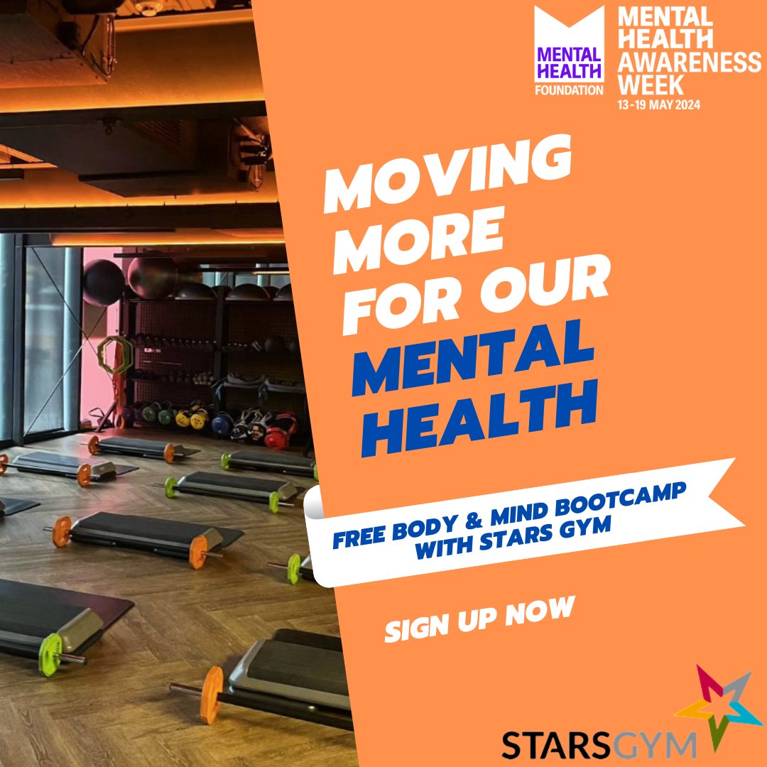 It's Mental Health Awareness Week from 13 to 19 May! This year’s theme is movement: moving more for our mental health. Student Support and RCA SU have put together a timetable of events. On Mon 13 May, Stars Gym are offering a free Body & Mind Bootcamp. 🔗 Sign up - link in bio.