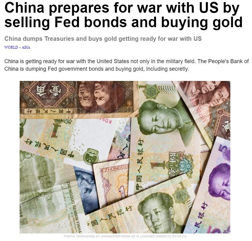 China Dumping Fed bonds to prevent the confiscation of its assets in the United States 
#Wars #ForeignRelations #News #Gold #FederalReserve #USA #Economy 
english.pravda.ru/world/159501-c…