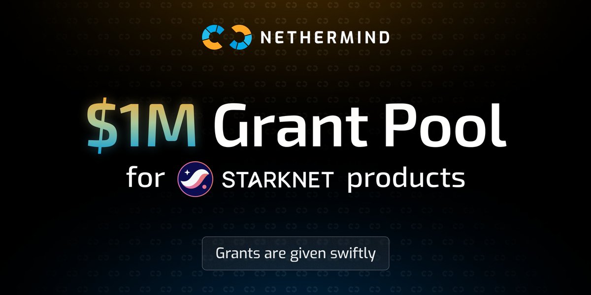 Calling all innovators and builders 📢 Nethermind is introducing a Starknet Grants Program, a $1 million initiative to support applications and products on Starknet. We're offering grants ranging from $50,000 to $250,000 to builders to advance the Starknet ecosystem with…