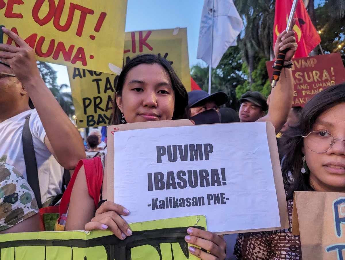 ATM | One day before the jeepney consolidation deadline, Kalikasan PNE joins transport workers from PISTON in a protest action here at Liwasang Bonifacio in Manila to demand that the Marcos Jr. administration oppose the PUV Modernization Program.