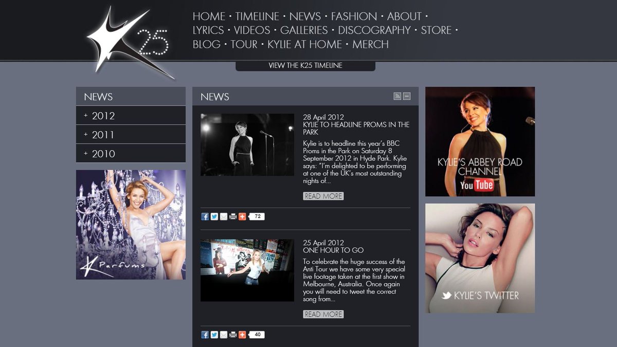 28 April 2012 • Kylie Minogue 2012 web site.