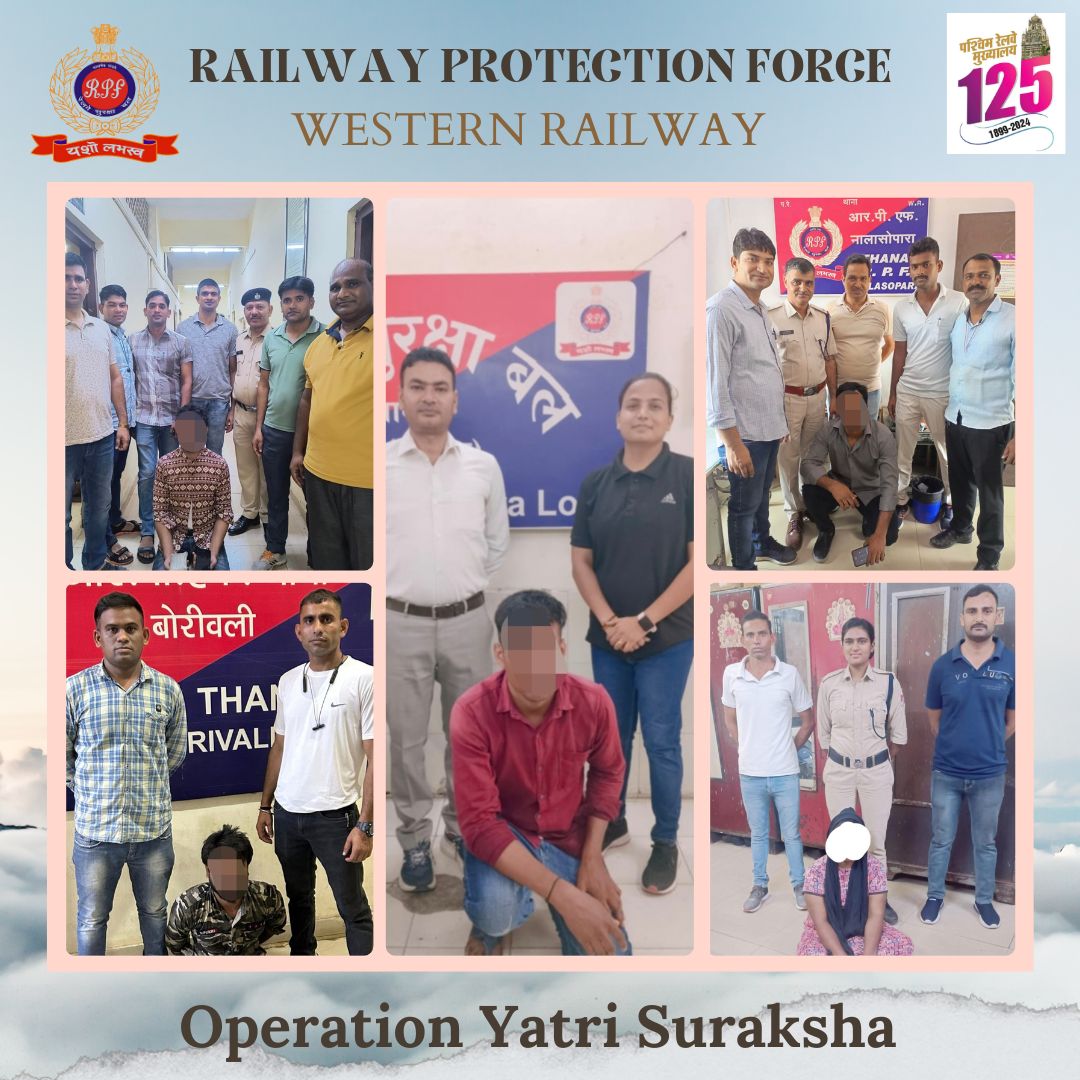 Under Operation Yatri Suraksha, vigilant RPF cops apprehended five thieves including a woman, who had been involved in theft cases worth Rs 1,27,139 at Bandra Local, Bandra Terminus, Malad, Borivali and Nalasopara stations. @RPF_INDIA