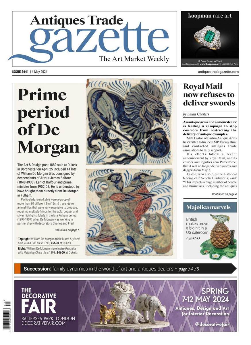 Our weekly print edition is now available to view online – our latest batch of exclusive content including a special report on dealer succession planning, plus all our regular sections: News, Auction Reports, Art Market, Fairs & Markets: buff.ly/3Qs6Car