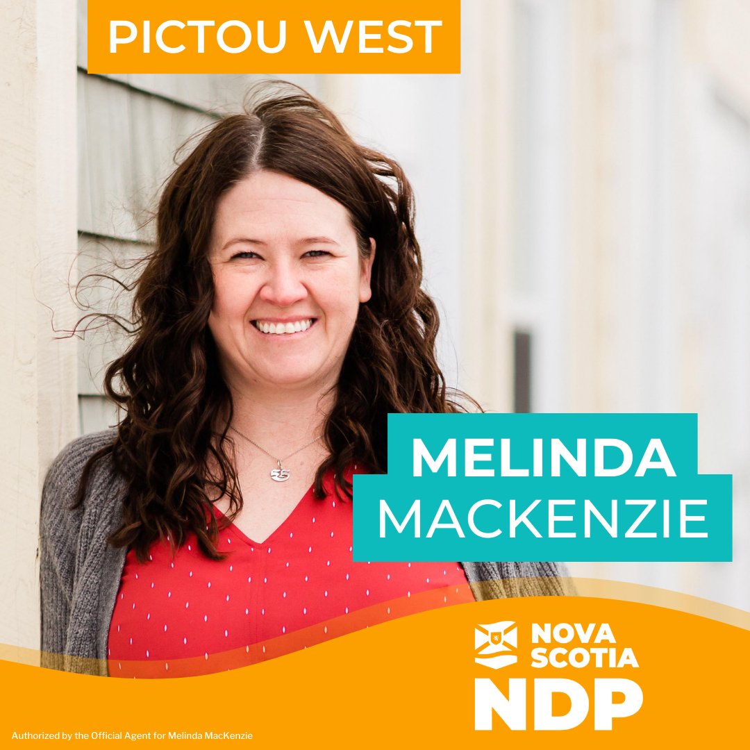 . Melinda MacKenzie, teacher and Town of Pictou councillor, is the New Democratic candidate in Pictou West, Nova Scotia by-election May 21 nsndp.ca/nsndp-candidat… .