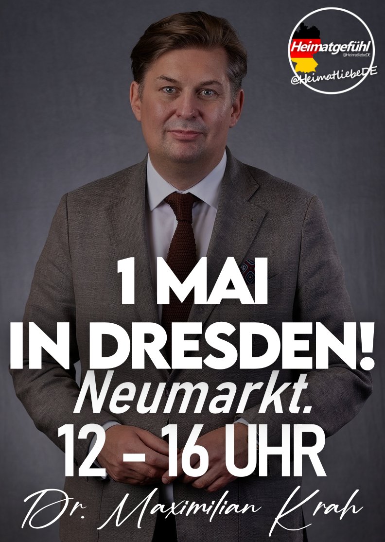 @Coolnasenbaer Danke für die Werbung. Hier noch ein Terminhinweis. Unser Spitzenkadidat M. #Krah wird übermorgen in Dresden sein. 
#nurnochAfD
Bild von @HeimatliebeDE geborgt. 💙