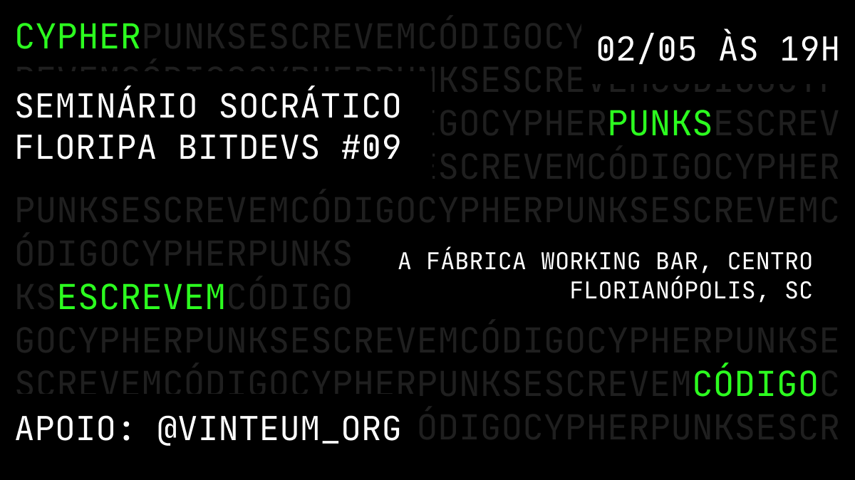 Essa semana tem Bitdevs! 🗓️ 02/05 as 19h 📍 Wooden Tap Beer (antigo Fabrica Working Bar) 🫂Apoio @Vinteum_org