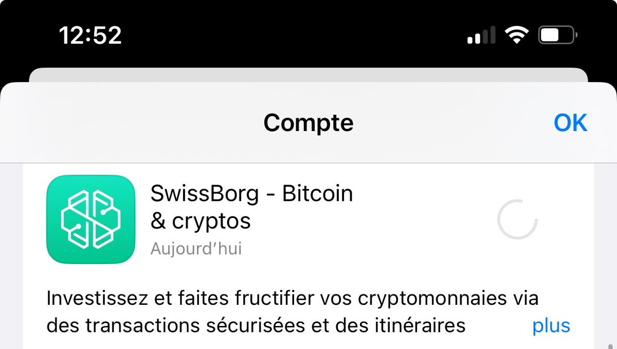 Salut les #borgers. Voilà l’update #swissborg à installer sur iOS. Merci @swissborg @RomainSprengers @_Russell_Mc @Schneeputz2 @asha_crypto7