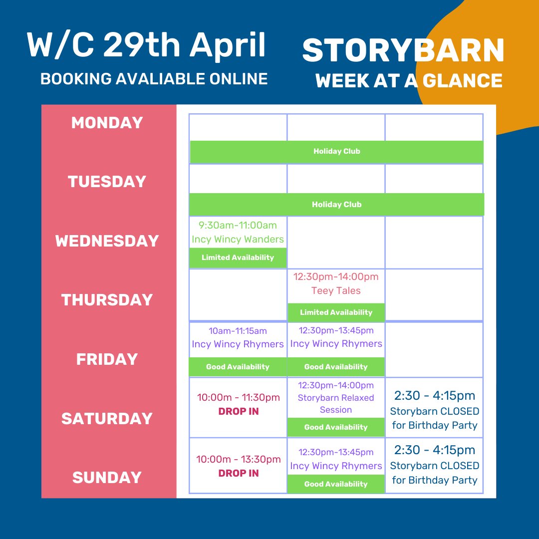 Good Monday everybody! Let's have a stretch and a cuppa and let's plan for the week ahead! We have plenty of fabulous activities happening in The Storybarn this week. Come rain or shine. We got you covered!