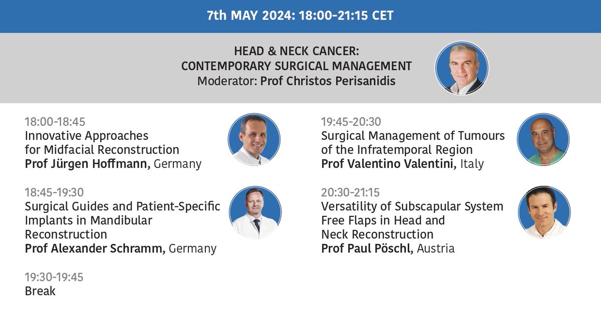 eacmfs_org's tweet image. Module 3 of the EACMFS PG Programme in Head and Neck Surgery: Oncology 2024 is coming soon! Get ready for insightful and engaging sessions, 7th and 21st of May.
#Module3 #PGProgramme #HeadAndNeckSurgery #Oncology #ExcitingNews